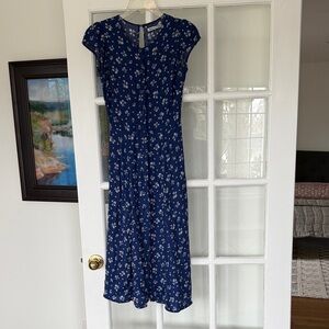 Reformation Navy Floral Midi Dress